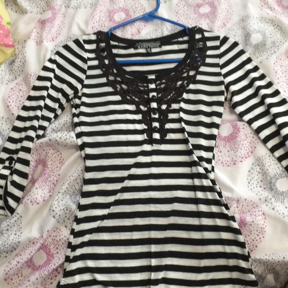 Black and white striped top